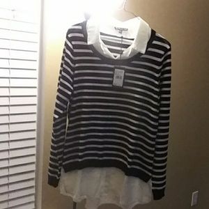 Striped Sweater Twofer by Adrianna Papell